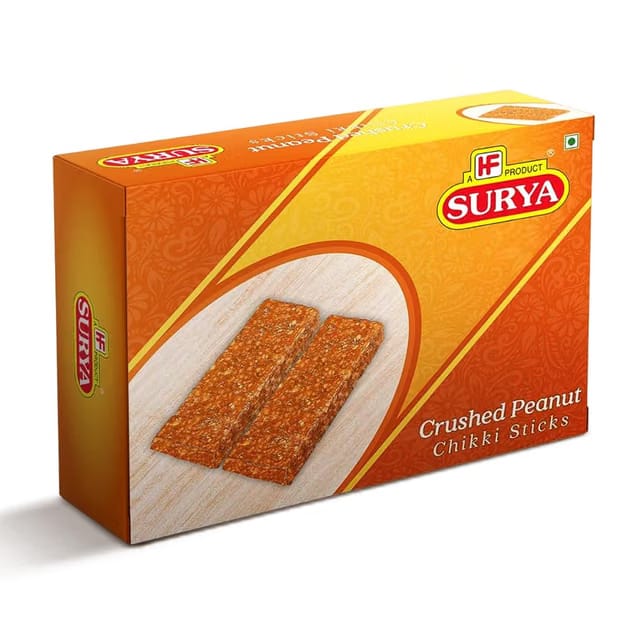 HF, Surya 200gm Crushed Peanut Chikki Sticks |Phalli Chikki |Energy Bars |Healthy sweet |Indian Sweet