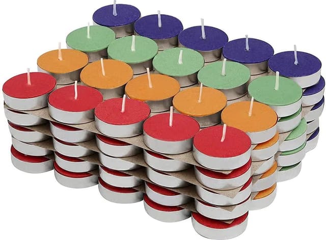 Veteran Wax Tealight Multicolor Candle (Set of 50) for Diwali Decoration Candle Diya Home Decoration Room Bedroom