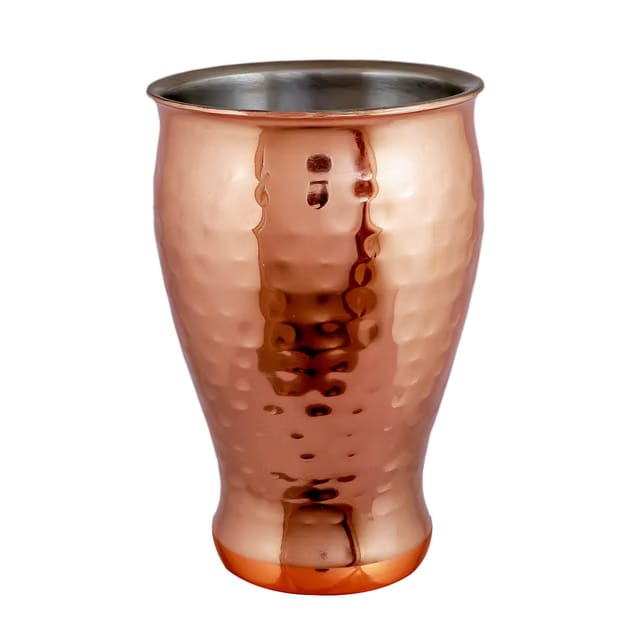 Stainless Steel Copper Plating Tall Hammered Tumbler for Beer/Thandai/Lassi Glass - Antique Copper