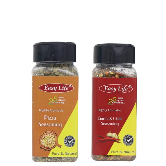 Easy Life Pizza Seasoning 22 g and Garlic & Chilli Seasoning 40g (Combo of 2)