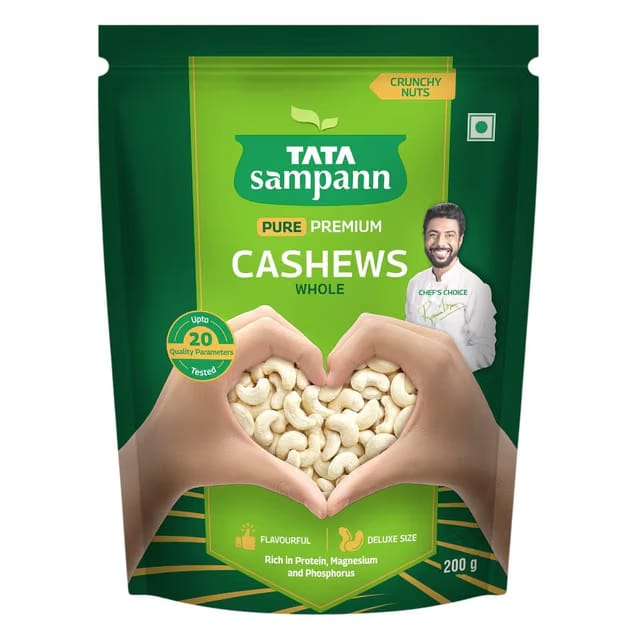 Tata Sampann Pure Cashews Whole, Kaju, 200g, Nutritious & Delicious, Premium Kaju Nuts, Rich In Protein