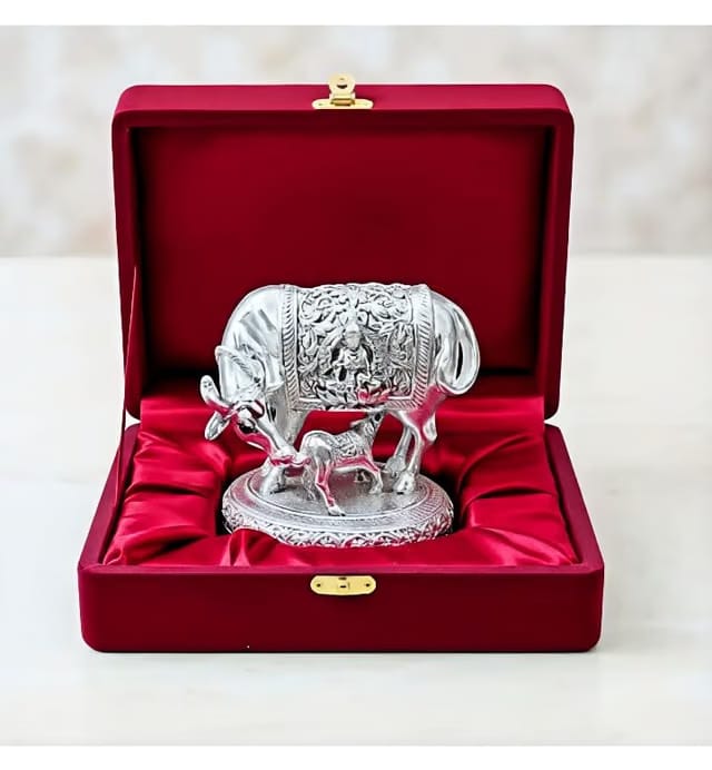 Diwali Corporate Bulk Gifts for Employees, Clients -kamdhenu Cow/gaay with Velvet Gift Box for Corporate Office, Family
