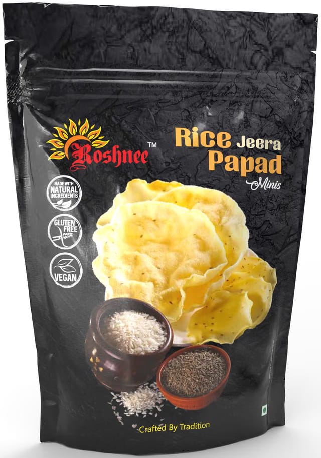 Roshnee Rice Papads (Rice Jeera) 80 Gm X 3