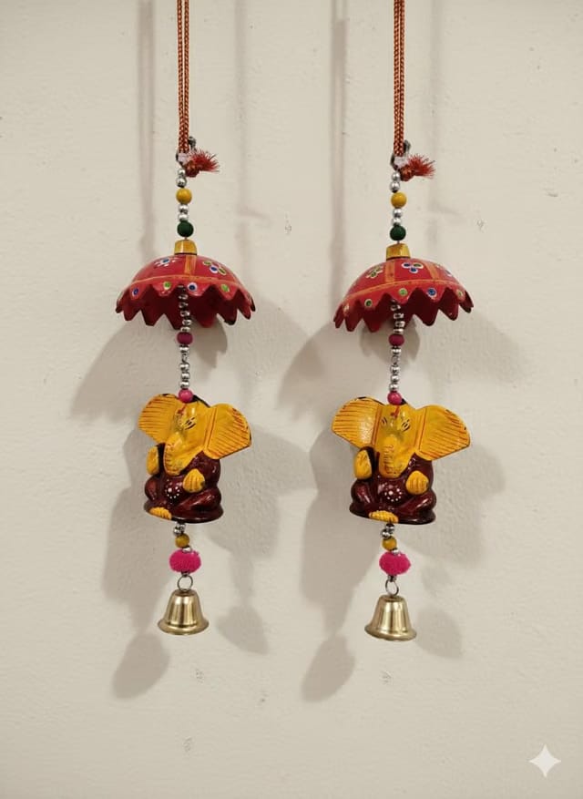 CDM Handmade Lord Ganesha Hanging with Brass Bell
