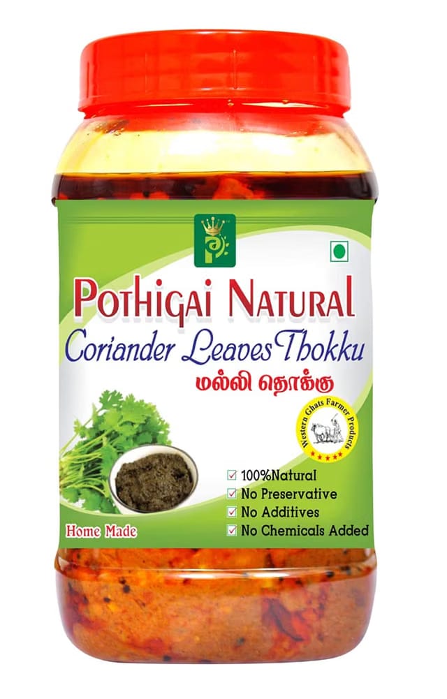 Pothigai Natural Coriander leaves Thokku 500g Pure Home Made Thokku/No Preservatives/No chemical added 100% Natural made