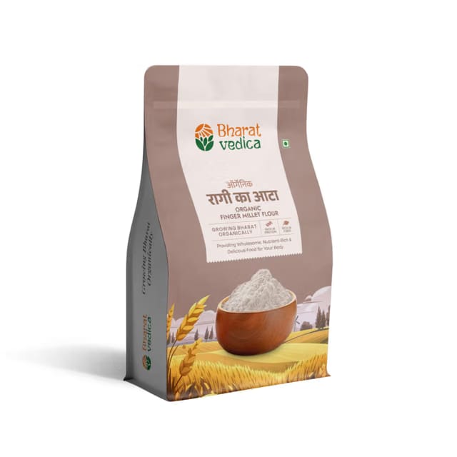 Bharat Vedica Finger Millet Flour, Organic Ragi Flour & Stone Milling Method, Rich in Protein & Nutrients, Gluten-free