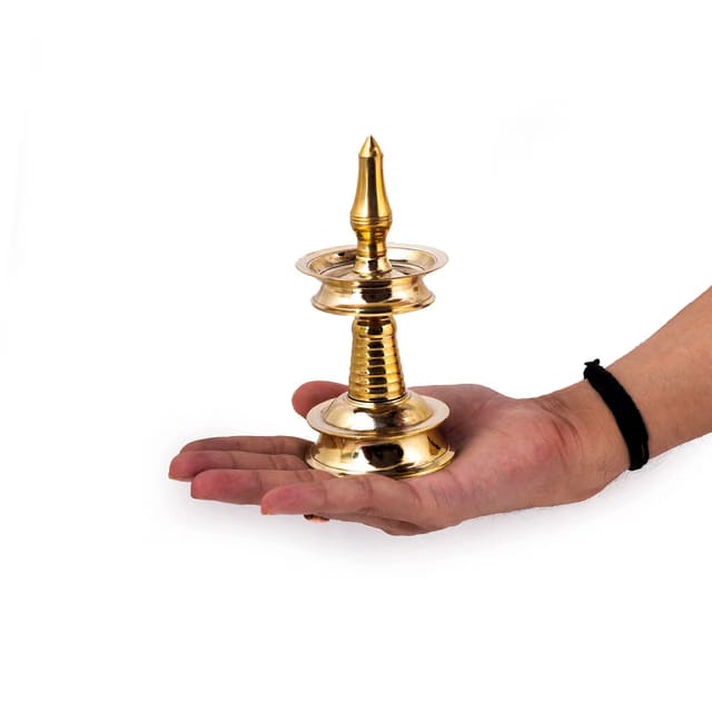 ROLIMOLI Pure Brass Kerala Samay Diya Nilavilakku Traditional Oil Lamp South Indian Style Diwali Puja Decorative Lamp