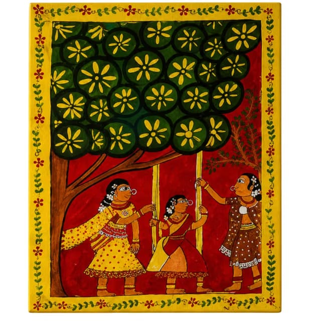 Kritika Rathore Original Cheriyal Art Painting Handmade Acrylic on Canvas Board