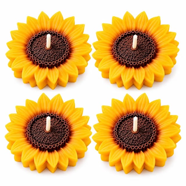 Handcrafted Sunflower Floating Wax Candles, Set of 2 for Diwali Home Decor