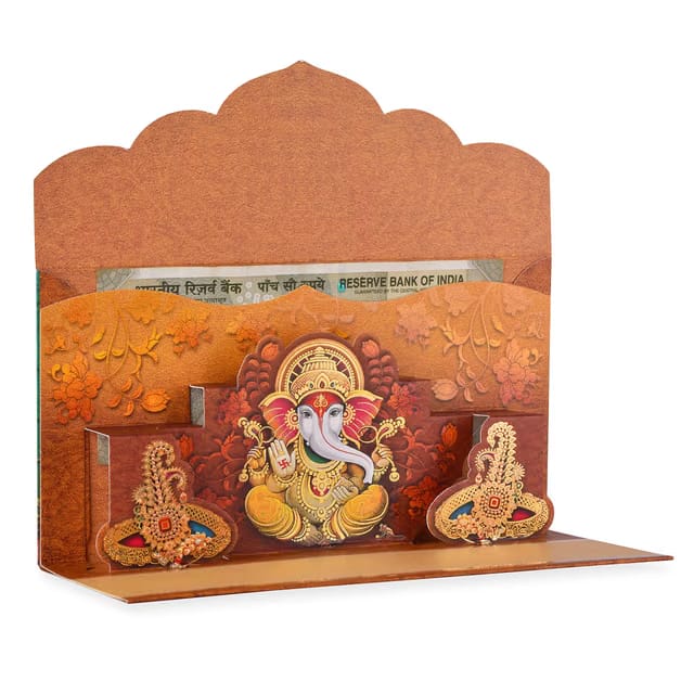 Fonsie Popup Ganesh ji design cash envelopes for gifting money on wedding gift, baby shower gift, shagun