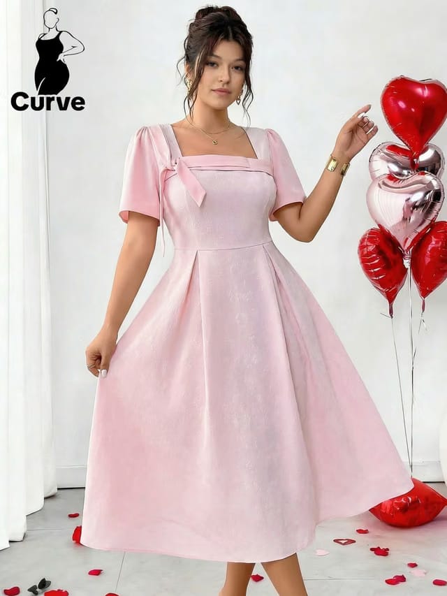 Women's Plus Size Tie Up A-Line Dress