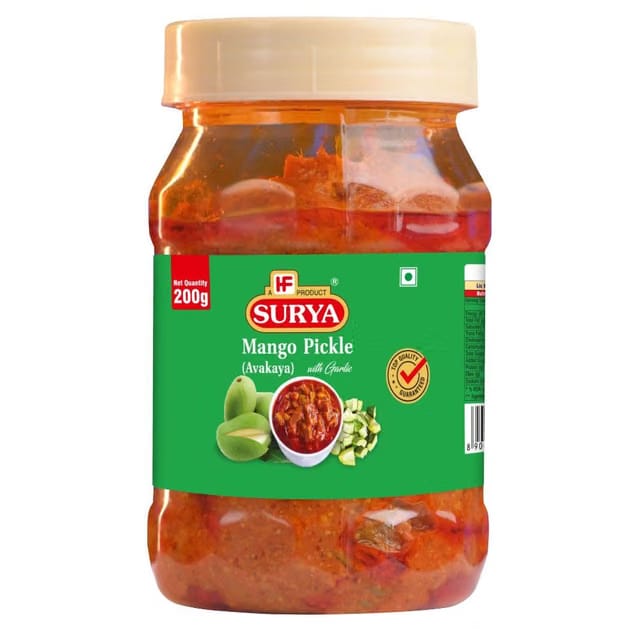 HF, SURYA Mango Avakaya Pickle- 200gm, Andhra Aachar with Garlic, Mustard