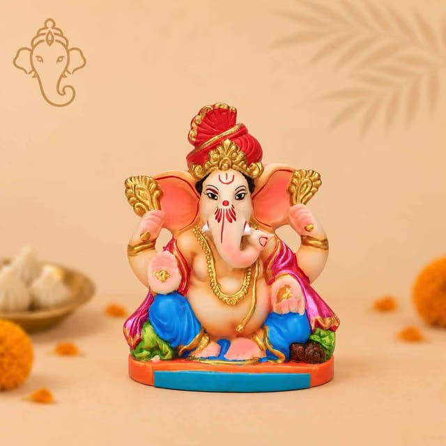 6 inch Eco-Friendly Clay Ganesha Idol