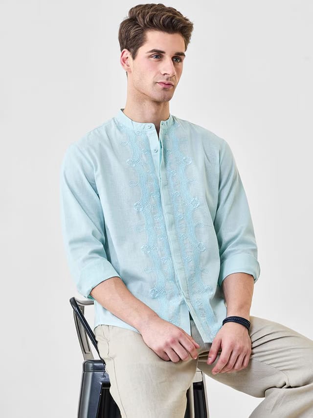 Snitch Ethnic Motifs Cotton Long Sleeves Shirt
