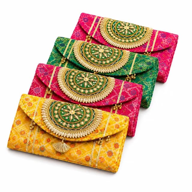 Traditional Shagun Money Gift Box with Multicolor Printed Purse for Cash Envelopes, Jewellery Storage