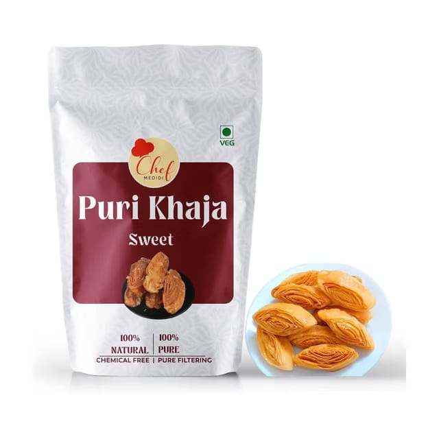 Chef Medidi Premium Puri Khaja Sweet (Crispy Layered Pastry) – Made with Ghee & Cardamom