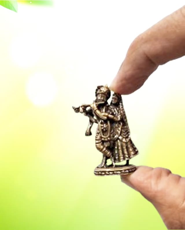 Purpledip Rare Miniature Brass Statue Radha Krishna: Collectible Idol with Detailed Fine Workmanship (12698Z24)