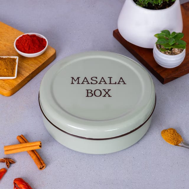 Metallure Home Modern Stainless Steel Masala Box