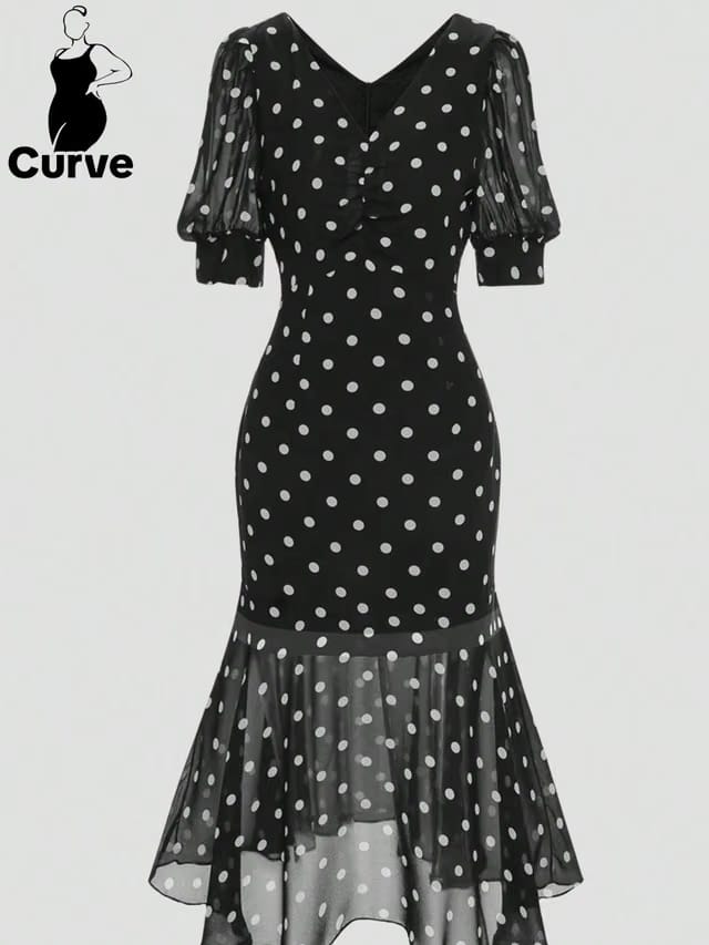 Women's Plus Size Sheer Fishtail Dress