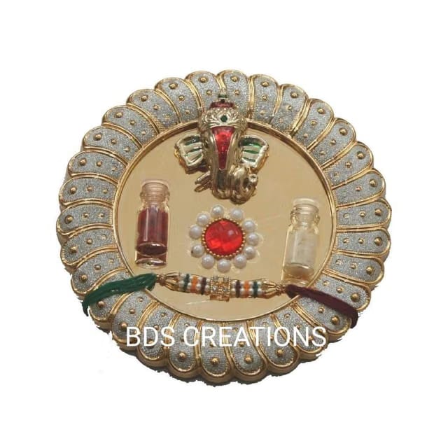 050 Designer Decorated Diya BHAIDOOJ, Engagement (15CM) Platter, Festive Diwali Pooja Floating Plate/THALI Pack of
