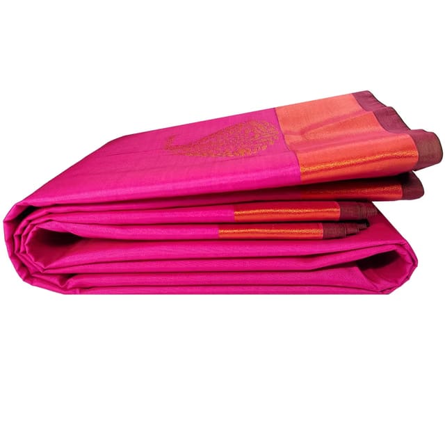 Kanchipuram Silk Saree Original Luxurious Pink with Golden Zari Intricate Jacquard Heritage Weaves Traditional Zari