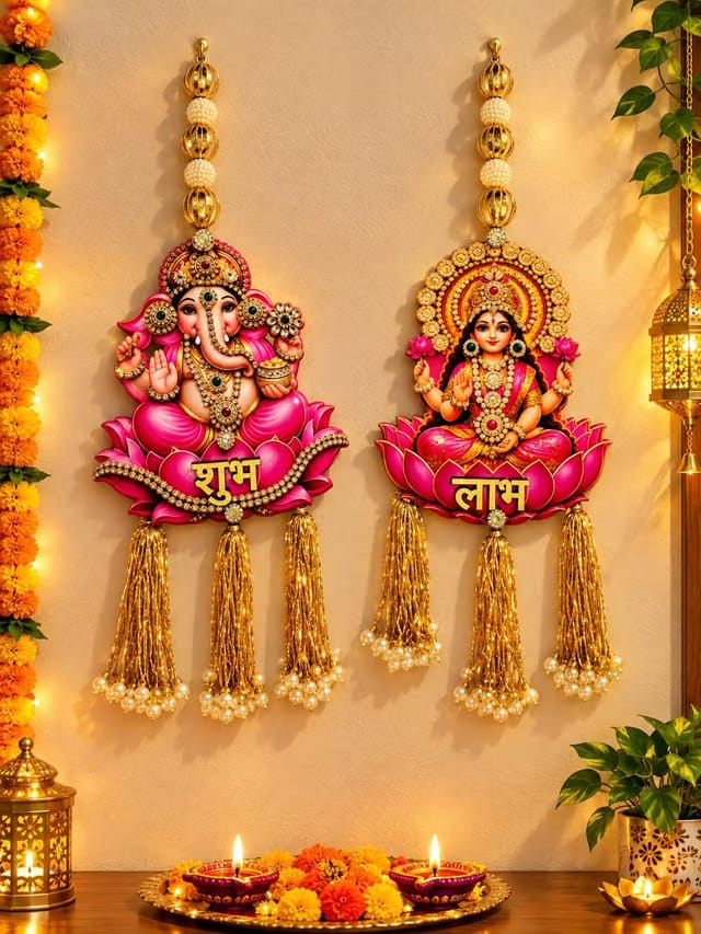 Lakshmi Ganesh Shubh Labh Door Hanging Toran Bandhanwar for Door Entrance