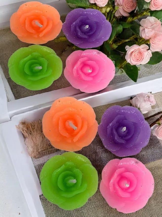 Tea Light Candles Wax diyas for Diwali- Multicolor Eco-Friendly Wax Candle Decorative Diwali & Festival Lights Home