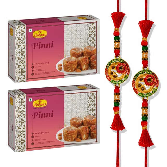 Haldirams Nagpur Pinni Sweet (Pack of 2 x 500g) With Premium 2 Rakhi