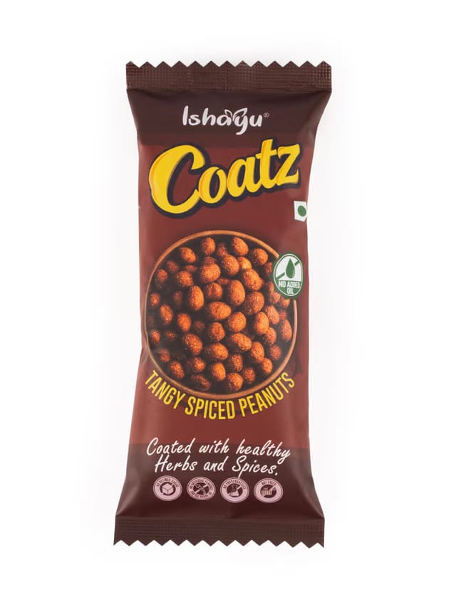 Ishayu|Coatz – Tangy spiced peanuts – Tasty & Crunchy high Protein Snack – Coated with healthy herbs and spices for
