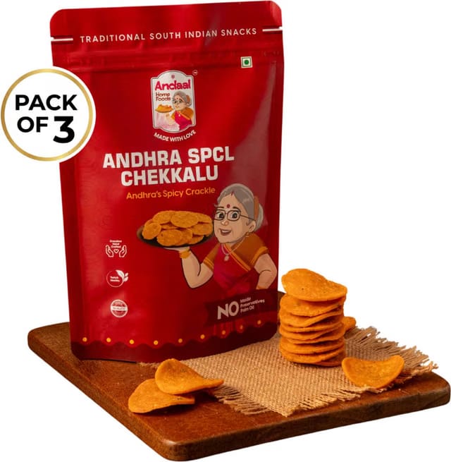 ANDAAL HOME FOODS Andhra Special Chekkalu – Spicy Rice Crackers