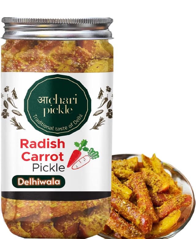 Delhiwala Carrot Radish Pickle, Home Made, Gajar Mooli ka Achar 400 GM I Taste Bhi Health Bhi I Homemade & Organic