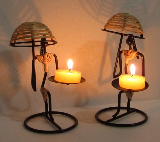 Nexplora Industries Pvt. Ltd. Metal Tealight Candle Holders, Decorative Umbrella Ladies Candle Stand