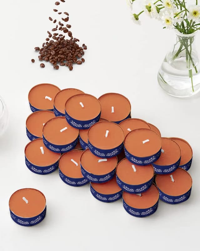 Think Art Decor Scented Tealight Candles, Caramel Mocha Set of 12
