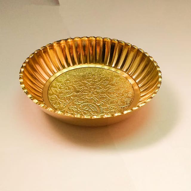 Emboss Design Brass Bowl (Size 2.5" Inch) Bhog/Prasad, Prasadam Peetal, Pital Katori, Bowl, Bartan