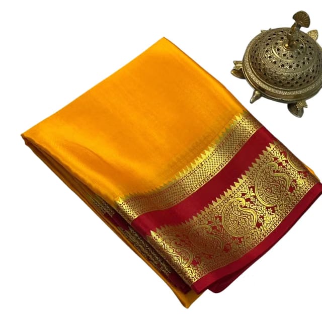 Premium Women’s Mysore Crepe Silk Saree with Intricate Rich Zari Weaving