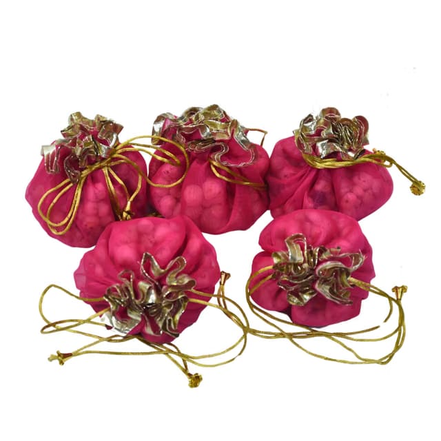 Medium Potli Pack of 10, 20, 50 Pack Organza Double Layer Drawstring Potli Bags for Return Gift