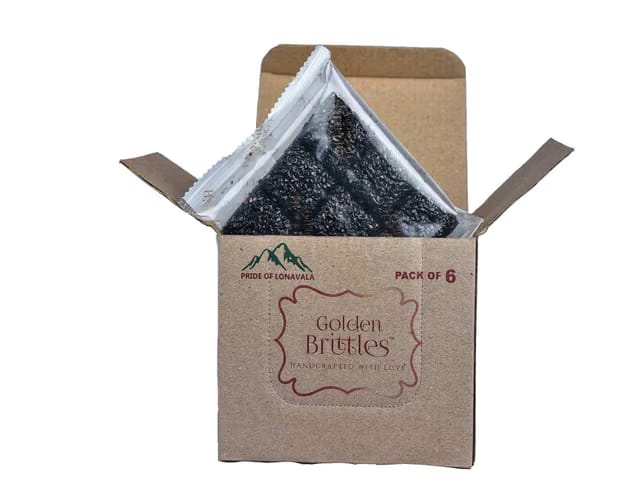 Golden Brittles Black Til Chikki (Pack of 6, 90g Each)