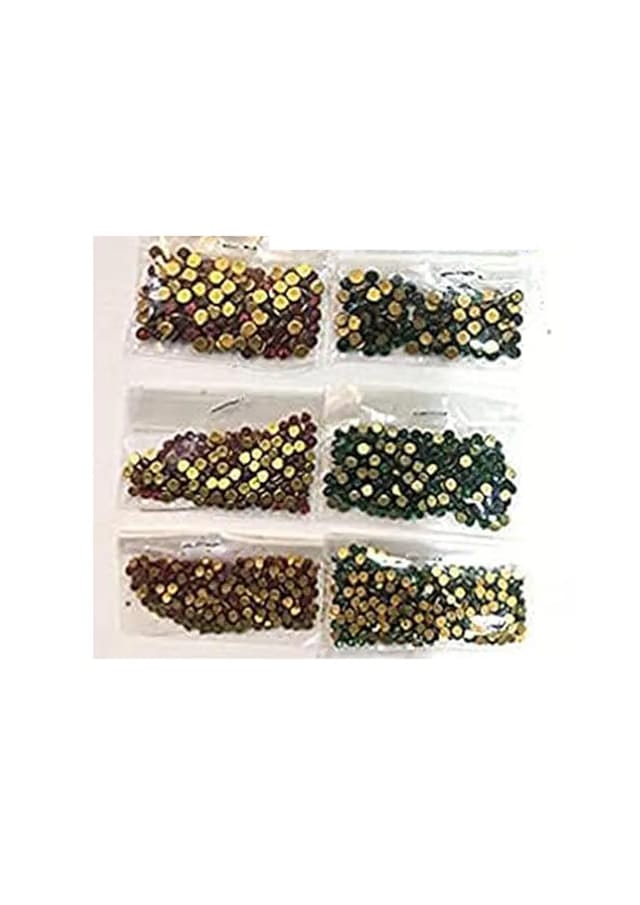 Tanjore Painting Kundan Round Stones Set, 2mm-4mm, Multicolor, 100 Stones per Size and Colour