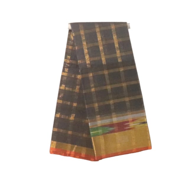 Venkatagiri Pure Cotton Saree Gold Zari Checks with Gold Zari Border