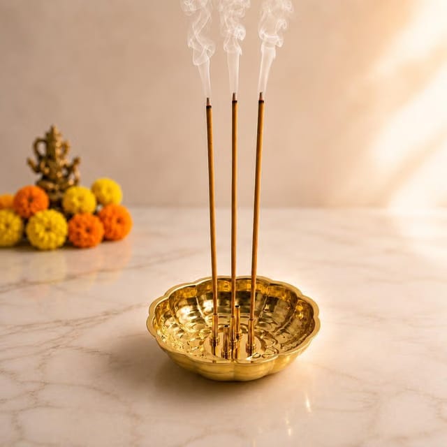 Spillbox Brass Incense Stick Holder Stand|Holder|Burner with Ash Catcher Agarbatti|Batti Stand|Plate|Dhup|Dhoop Best for
