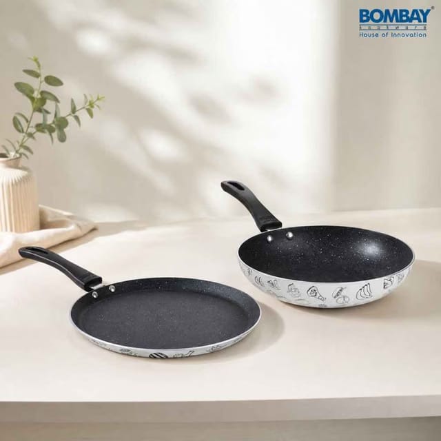 Kala Kruti 2Pcs Set- Fry Pan (24 Cm) And Dosa Tawa (27.5 Cm)