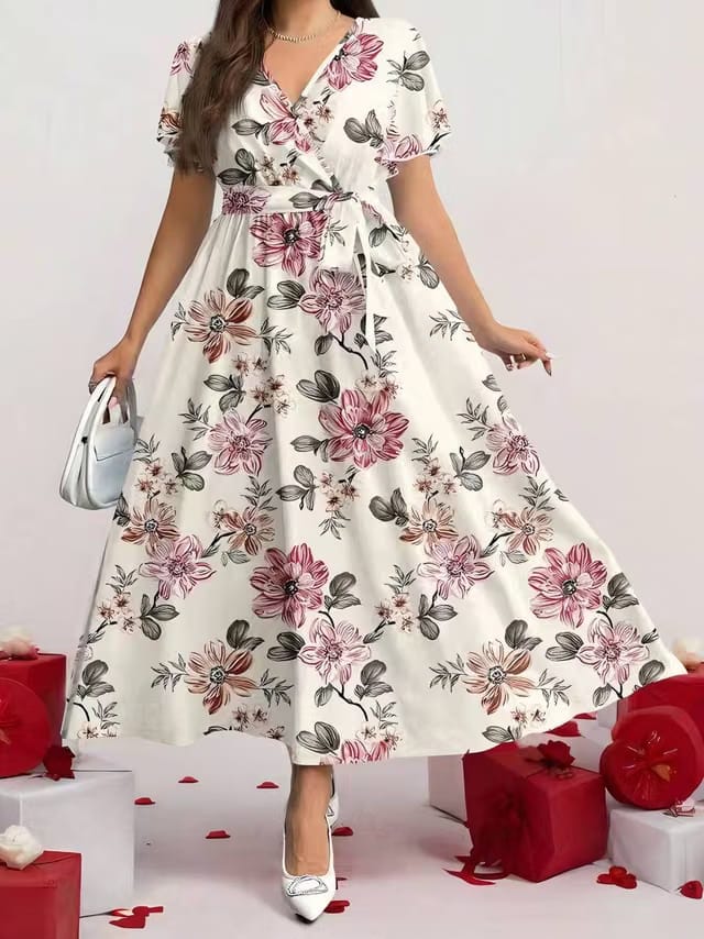 Women's Plus Size Tie Up A-Line Dress