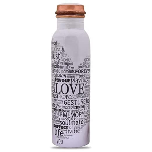 Digital Love Printed Copper Bottle for Water 1 Liter Leak Proof Pure Copper Bottle for Travelling Purpose