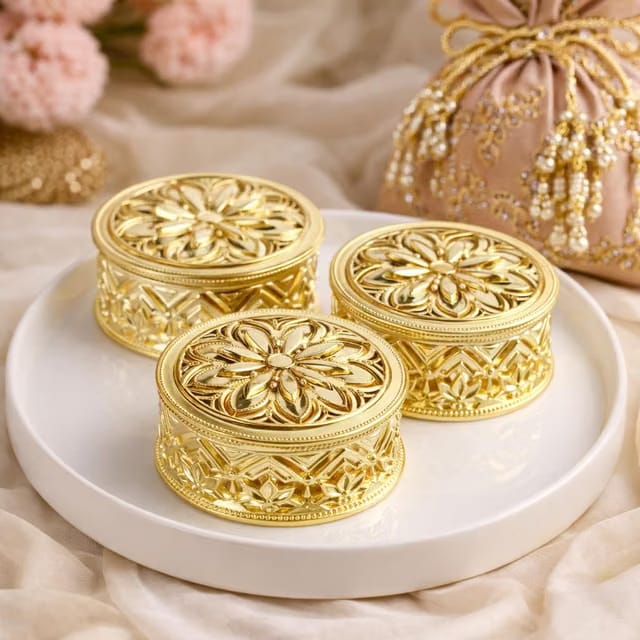 SATYAM KRAFT 6 Pcs Golden Acrylic Decorative Gift Boxes