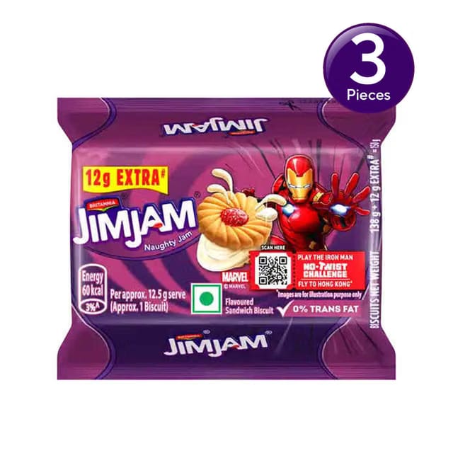 Britannia Treat Jimjam Naughty Jam Cream Biscuits