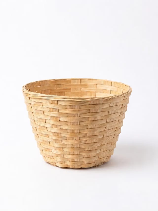 Plain Handcrafted Bamboo Woven Basket for Return Gifts and Craft Work, Natural (6In Basket)
