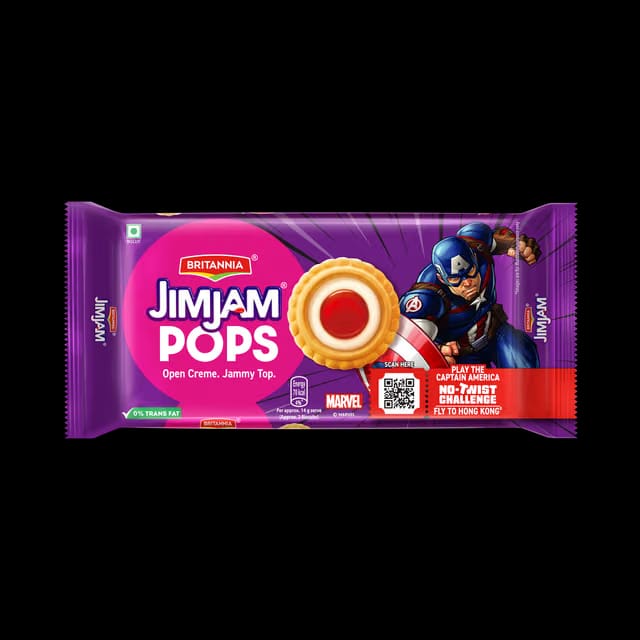 Britannia Jimjam Pops, Crunchy Cookie Vanilla creme Biscuits