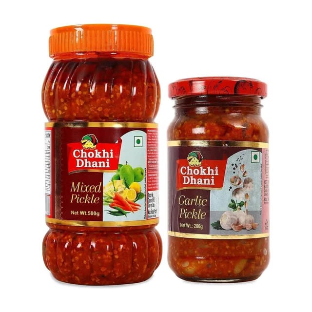 Chokhi Dhani Mixed Pickle 500 gm, Garlic Pickle 200 gm, Spicy & Tasty Mixed Vegetable Pickle