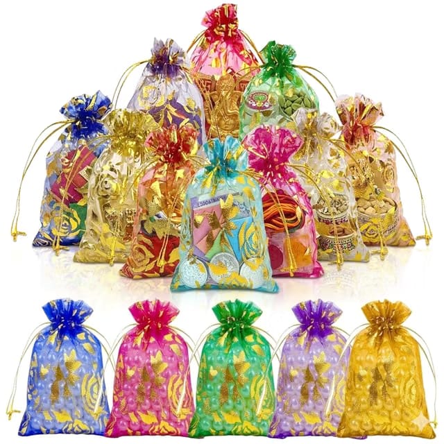 ® Premium Shagun Potli/Jewellery Pouch Organza Bags for Return Gifts, Shagun Potli, Dry Fruits Packing