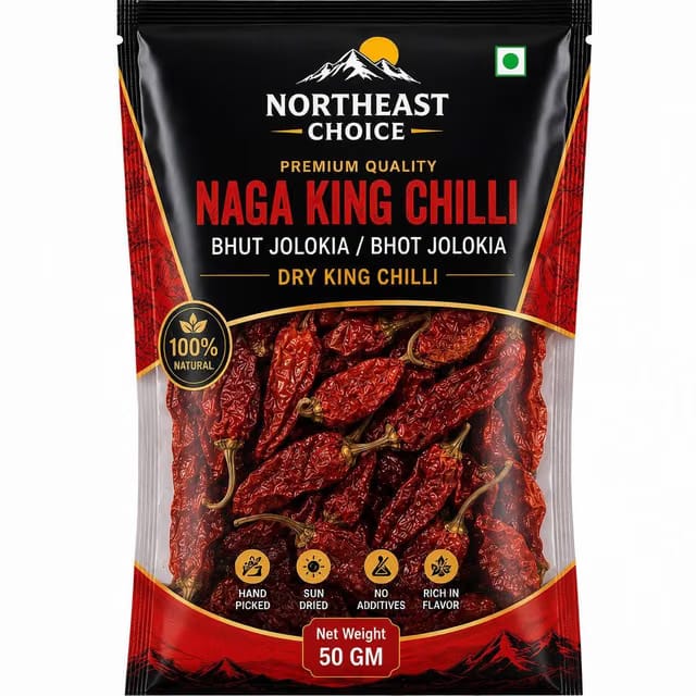 NORTHEAST CHOICE Naga King Chilli (Bhut /Bhot Jolokia) Dry Whole Chilli
